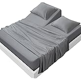 SPRINGSPIRIT Split Top King Sheets Sets for Adjustable Bed, 4 Piece Bed Sheets Set Deep Pockets, Extra Soft and Breathable Bedding Sheets, Grey