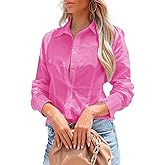 siliteelon Women's Button Down Shirts Long Sleeve Dress Shirts Wrinkle Free Collared Work Office Solid Blouses Corset Tops