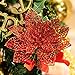 SATINIOR 20 Pieces Glitter Christmas Tree Ornaments Artificial Wedding Christmas Poinsettia Flowers for Festival Decoration (Red)