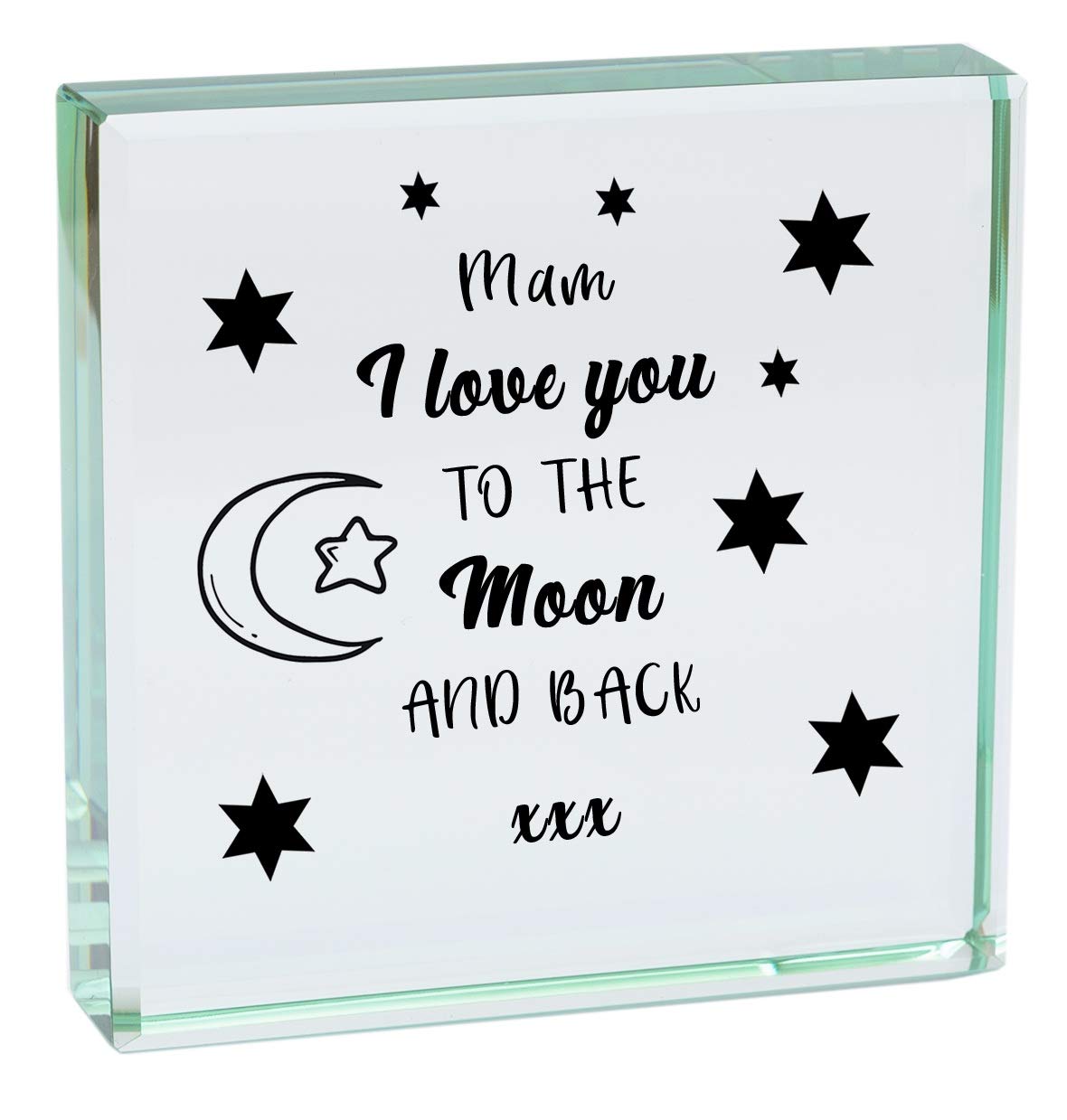 Chris Bag Of Goodies Mam I Love You To The Moon and Back Novelty Glass Keepsake Gifts From Son Daughter