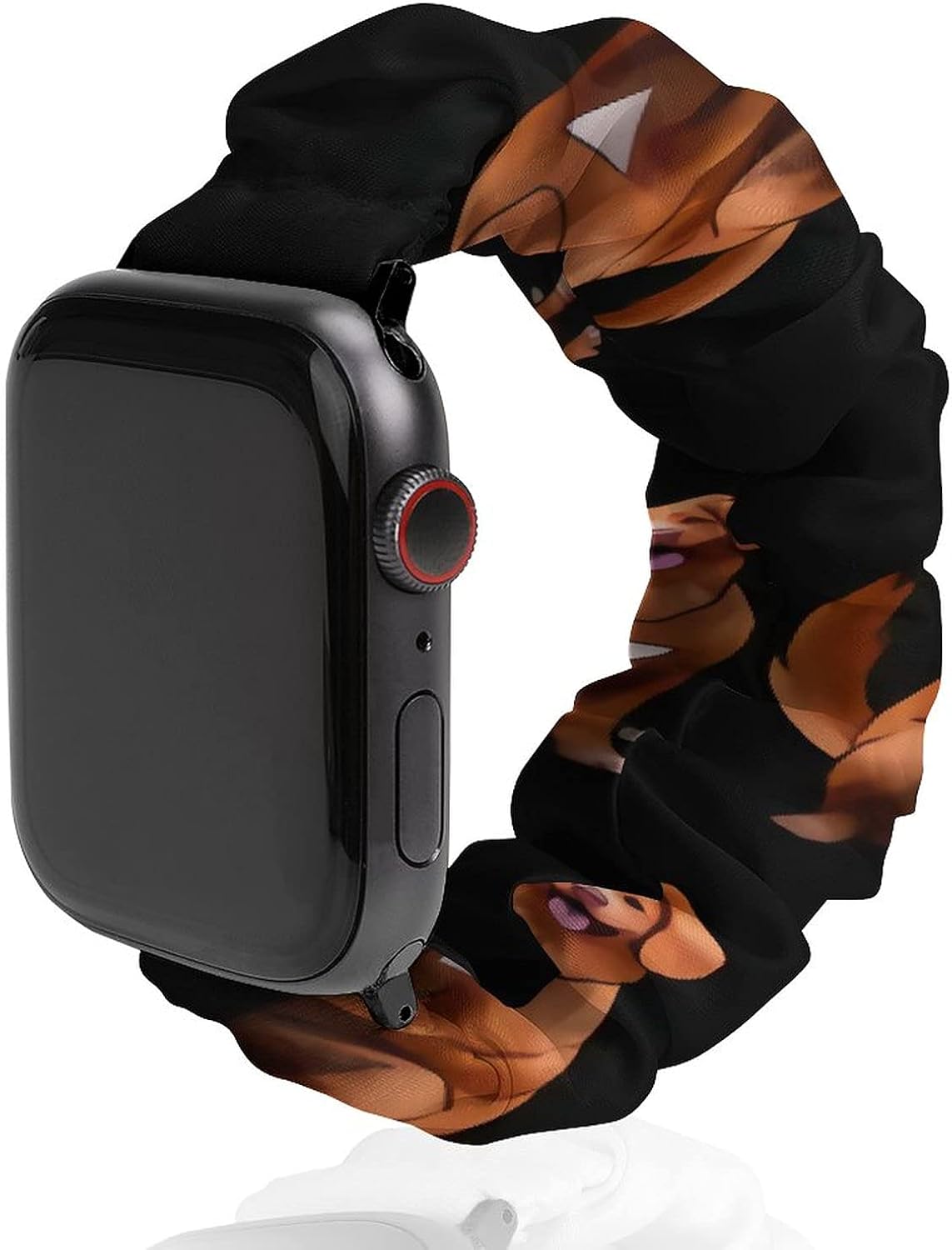 Cute Art Golden Retriever Dog Pattern Compatible with Apple Watch Band Scrunchies 38mm 40mm 42mm 44mm Cloth Soft Pattern Printed Fabric Bracelet Women Rose Gold IWatch Cute Elastic Scrunchy Bands for