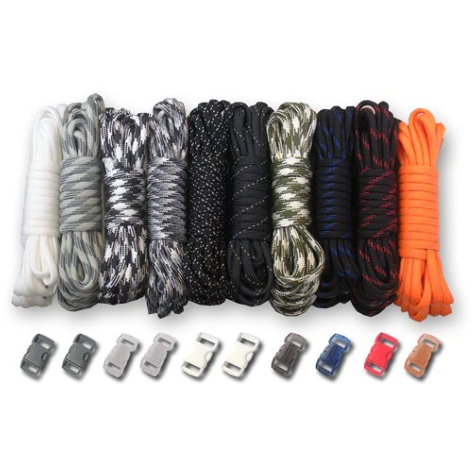 PARACORD PLANET 550lb Type III Paracord Combo Crafting Kits with Buckles Tactical