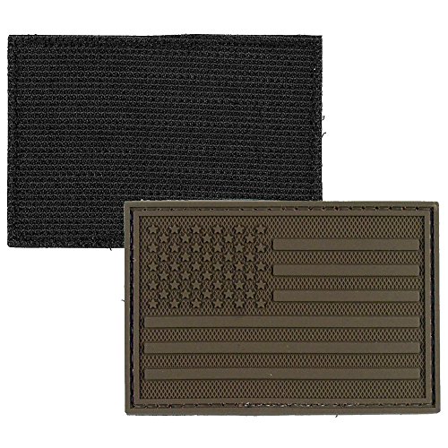 LIVABIT PVC Rubber 3D Morale Patch MP-38 Tactical Airsoft Paintball Uniform USA Flag Dark Earth Tan