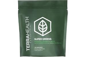 Terra Health Essentials® Super Greens | Organic Superfood Greens Powder | Gluten-Free Gut-Friendly Probiotics | 30 Servings