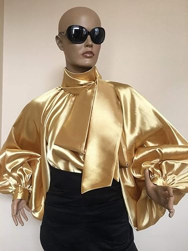 gold satin blouse womens