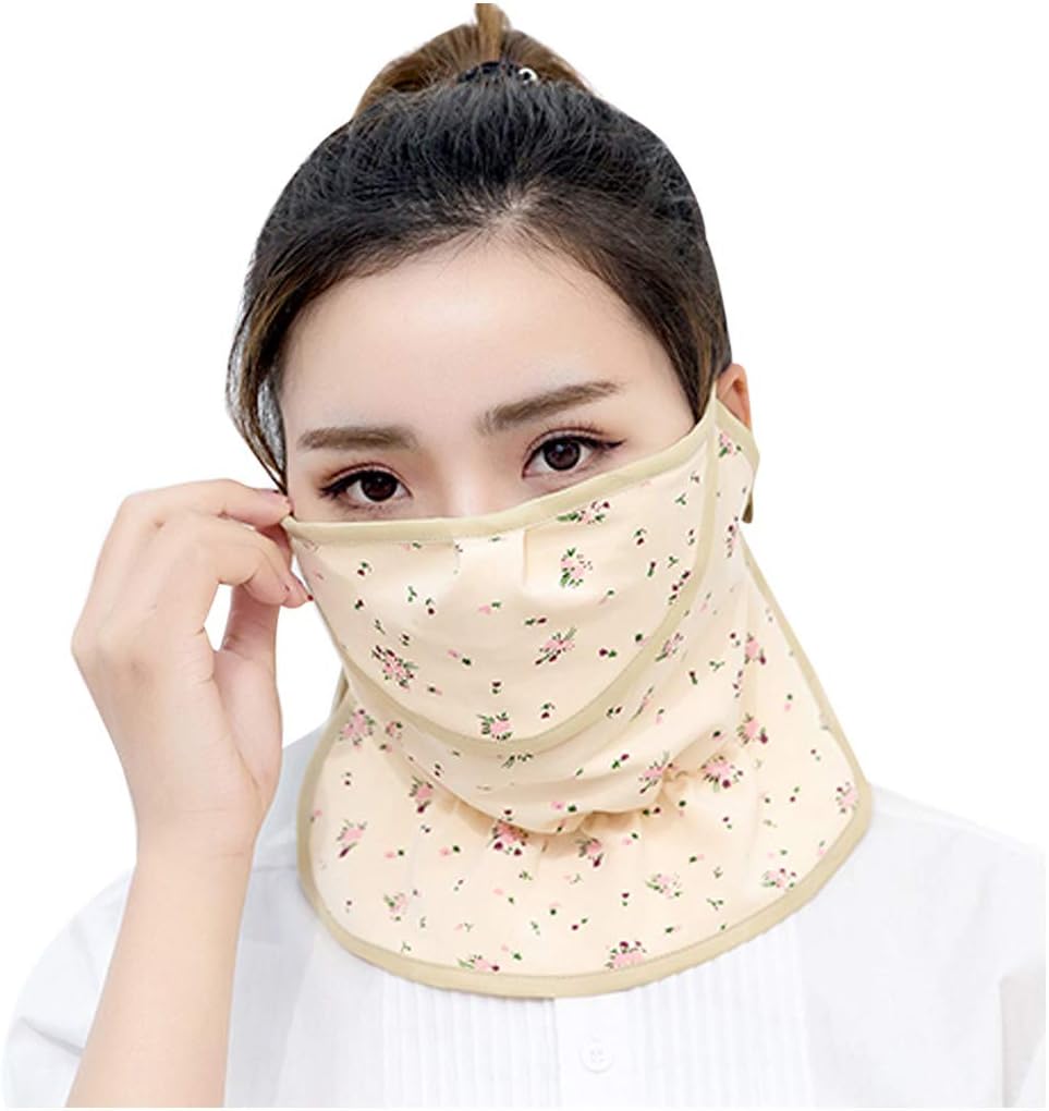 Lanhui Hanging Ear Neck Mask Neck Scarf Breathable Dust Mask Women Outdoor Sports Sunscreen Cycling Riding Face Mask (Khaki-1)