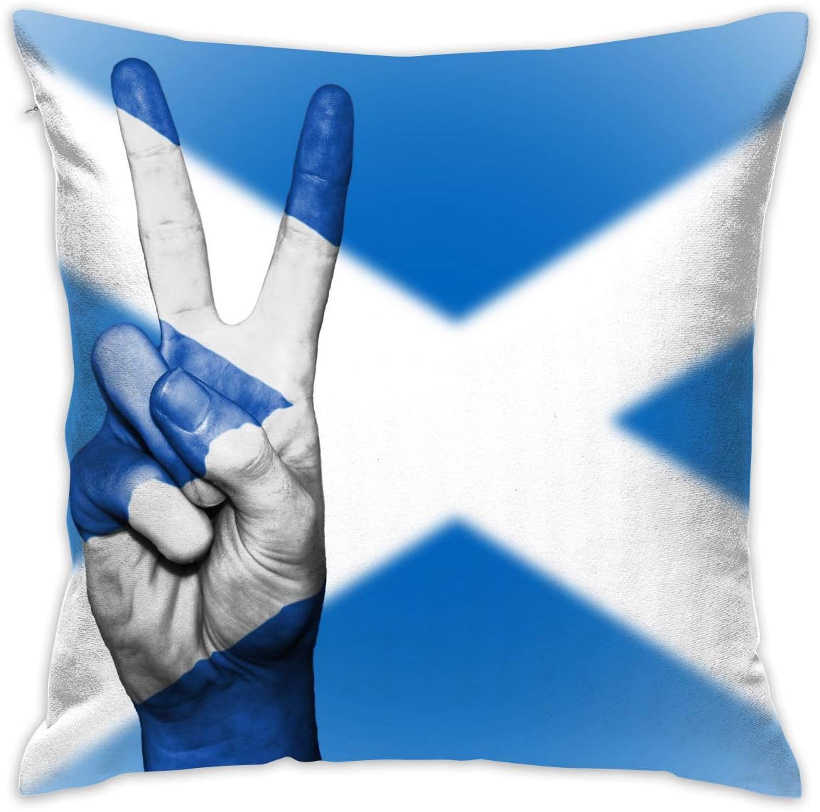 Scotland Flag Peace Hand Decorative Throw Pillow Cover Hidden Zipper Closure Cushion Case for Home Sofa Bedroom Car Chair House Party Indoor Outdoor 18 X 18 Inch 45 X 45 cm