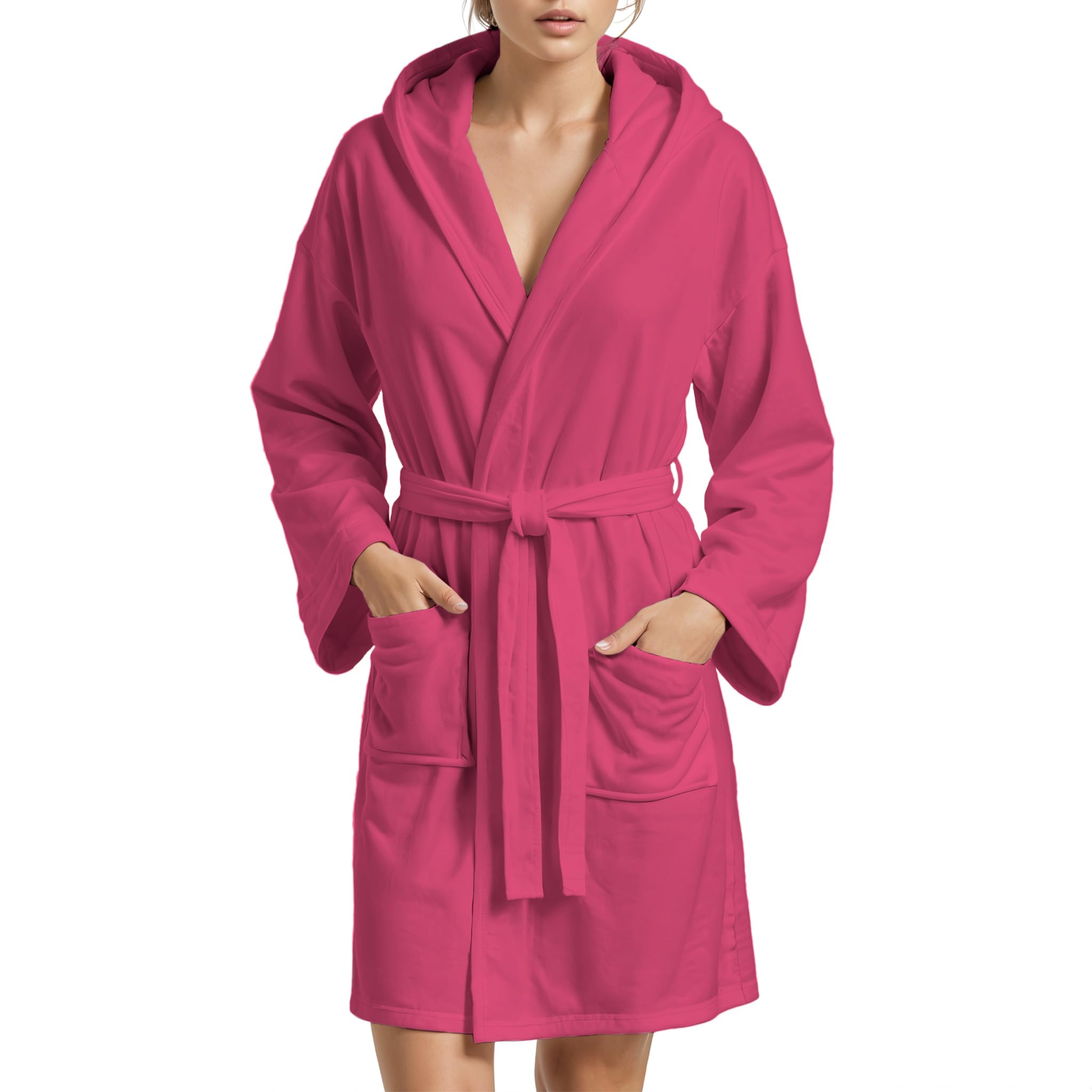 PETTI Artigiani Italiani Unisex, Hooded Microfiber Bathrobe, 100% Made in Italy, Microfibre, Fuchsia, L