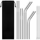 Set of 8 Stainless Steel Straws for 30oz 20oz Tumblers Cups Mugs, SENHAI Metal Drinking Straw with Cleaning Brush for 30 20 ounce Yeti Rambler Rtic Ozark Trail