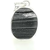 Natural Black Tourmaline 925 Solid Sterling Silver Pendant 30mm