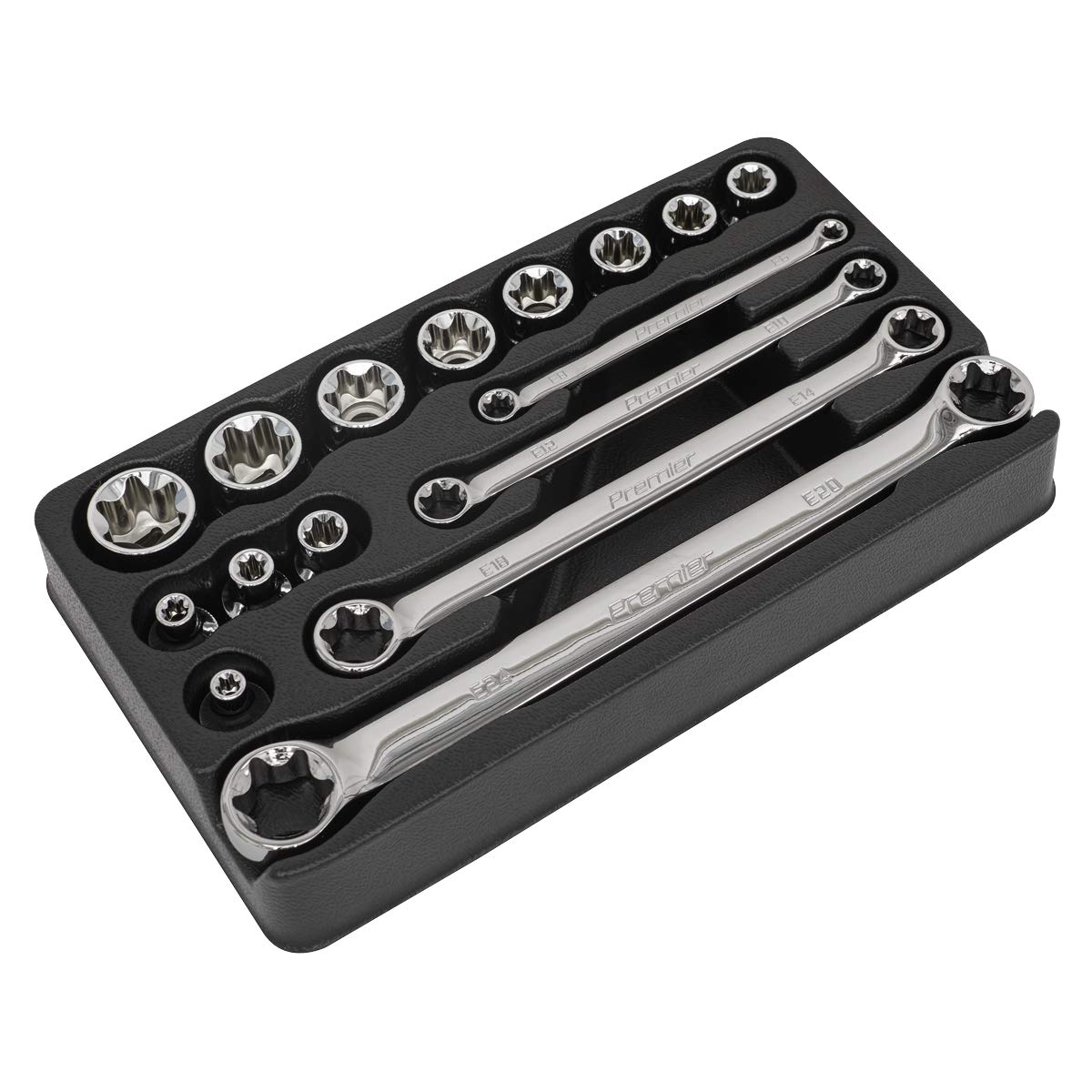 Sealey Ak61801 TRX-Star 3/8Sq Drive Socket and Spanner Set 16Pc