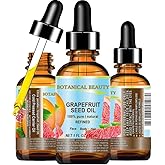 Botanical Beauty GRAPEFRUIT SEED OIL. 100% Pure Natural Undiluted Refined Cold Pressed Carrier Oil (NOT ESSENTIAL OIL) 1 Fl Oz - 30 ml for Face, Skin, Hair, Lips and Nails. Rich in Vitamin C