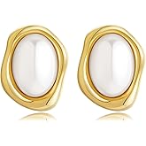 AOLIMI Baroque Pearl Stud Earrings for Women Trendy Chunky Gold Earrings Statement Earrings Vintage Jewelry
