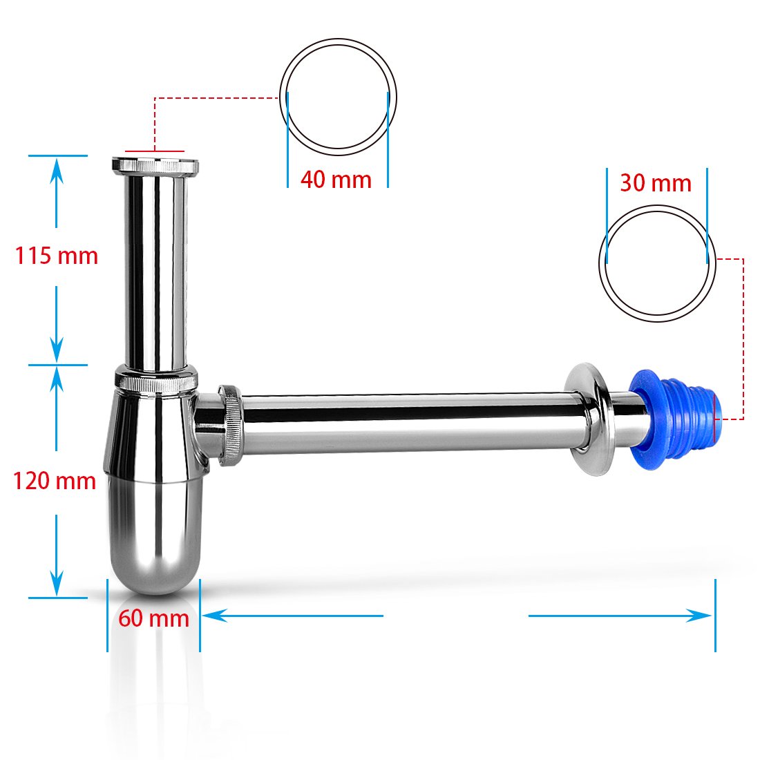 Runmade Chrome Bathroom Basin Sink Bottle Trap Waste Pipe Runmade Chrome Bathroom Basin Sink Bottle Trap Waste Pipe