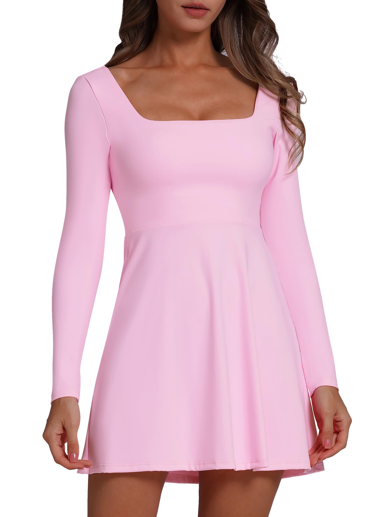 MISMI Women's Summer Dress - Square Neck Short Sleeve Ruffle Hem A-Line Flare Mini Dress - View #8
