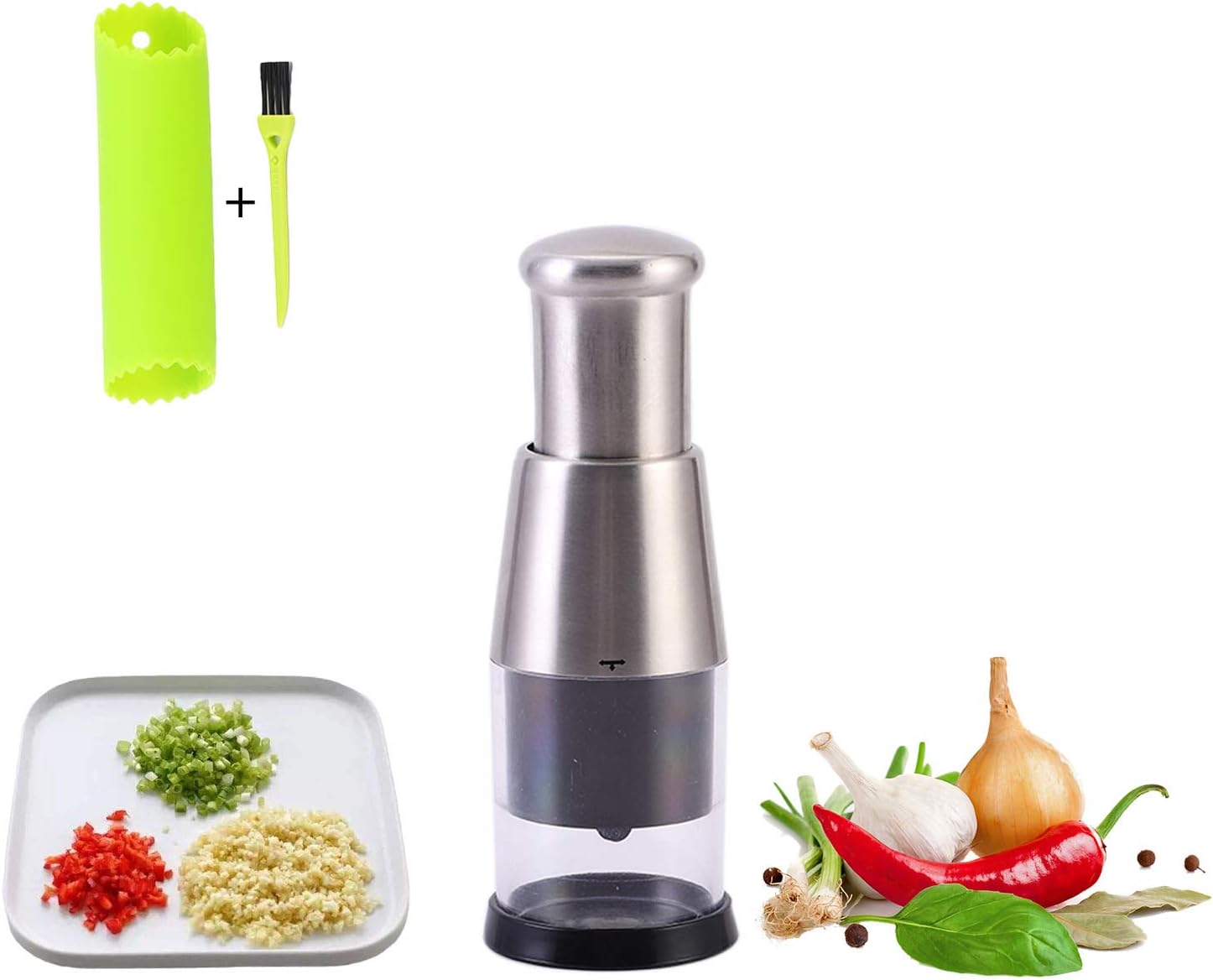 Garlic Crusher, Nut Chopper, Manual Mini Food Chopper with Stainless