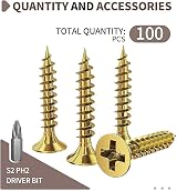 TOPYWMSP 4x16mm Wood Screws Flat Head Zinc Galvanized 100pcs view 3