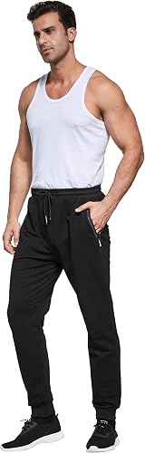HCSS Mens Joggers Tracksuit Bottoms Black L Cotton Zip Pockets Elastic Waist view 5
