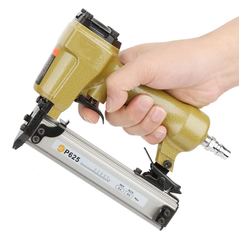 Pneumatic Nail Gun, Strong Force P625 60-100psi (0.4-0.7mpa) 10-25mm Air Stapler Pneumatic Air Pin Nailer for Decoration Fixture Woodworking Cabinet Making Wood Joining