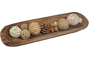 S-SNAIL-OO Decorative Bowl Vintage Wooden Dough Bowls Hand Carved, Farmhouse Country, Restaurant, Cafe Decoration, Place Bread, Fruit, Aromatherapy. (20x6x2in)