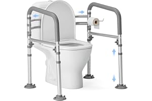 Loyoda Foldable Toilet Safety Rails for Seniors - Adjustable Toilet Safety Frame & Toilet Handles for Elderly & Disabled, Fits Most Toilets, 350lb Capacity, Gray