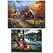 INSANY 2 Pack DIY 5D Diamond Painting Kit, Full Diamond Embroidery Rhinestone Cross Stitch Arts Craft Supply for Home Decoration Village Farm（16X20inch/40X50CM Village River(12X16inch/30X40CM)