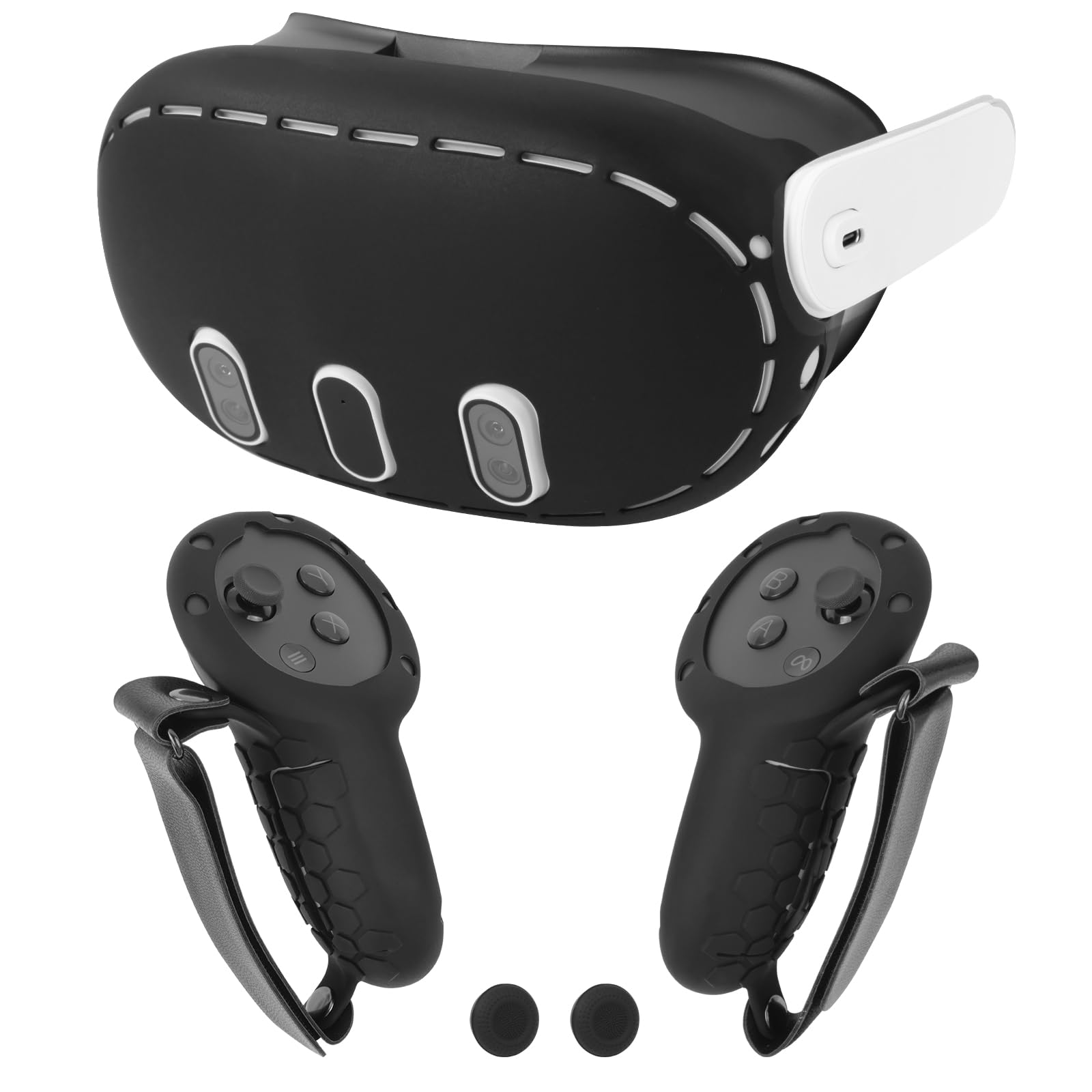 Photo 1 of ***ONLY 2 ACCESORIES / CONTROLLER GRIPS*** Nefuo Upgraded Silicone Cover Set Compatible with Meta/Oculus Quest 3 Accessories, VR Headset Shell Protective Cover Skin, Touch Controller Grips Cover with Battery Opening and Knuckle Protector?Black?