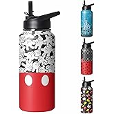 GOODNHAPPY Cute Cartoon Tumbler with Top Handle and Straw Lid Gift for Boys Girls Water Bottle Travel Kettle Cup for Car Cold and Hot Stainless Steel Double Wall Insulated Mug (palm, 32oz)