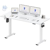 FLEXISPOT 71x32 Inch Electric Standing Desk, White | Large Workspace, Cable Management &amp; Organizer, Cup Holder &amp; Hook, Home Office, Multi-Monitor Setup
