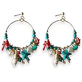 Boho beaded hoop earrings for women – Handmade shell statement summer jewelry