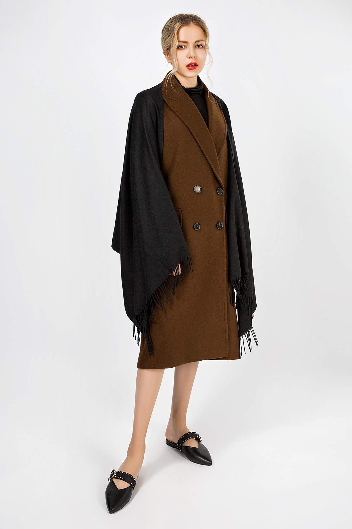 WISH CLUB Pashmina Scarf Cashmere Shawls Wrap Tassel Scarf Women Fringe Scarf