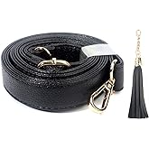 Beaulegan Purse Strap Replacement - Full Grain Microfiber Leather - 59 Inch Long Adjustable for Crossbody Shoulder Bag - 0.5 Inch Wide, Black/Gold