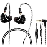 DEMAKE in Ear Monitor with Detachable 3.5mm Cable, with Mic | HiFi IEM, Dual Dynamic Driver Wired Earbuds, Noise Canceling In Ear Headphones for Singers &amp; Audiophiles (Black)