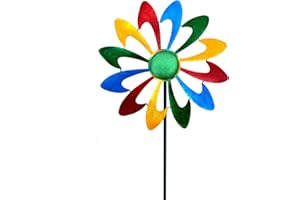 LITIALLY Kinetic Metal Garden Wind Spinners, 47 Inch Wind Checker, Pinwheels for Yard and Garden. Outdoor Decorative Windmills Gifts for Kids and Men