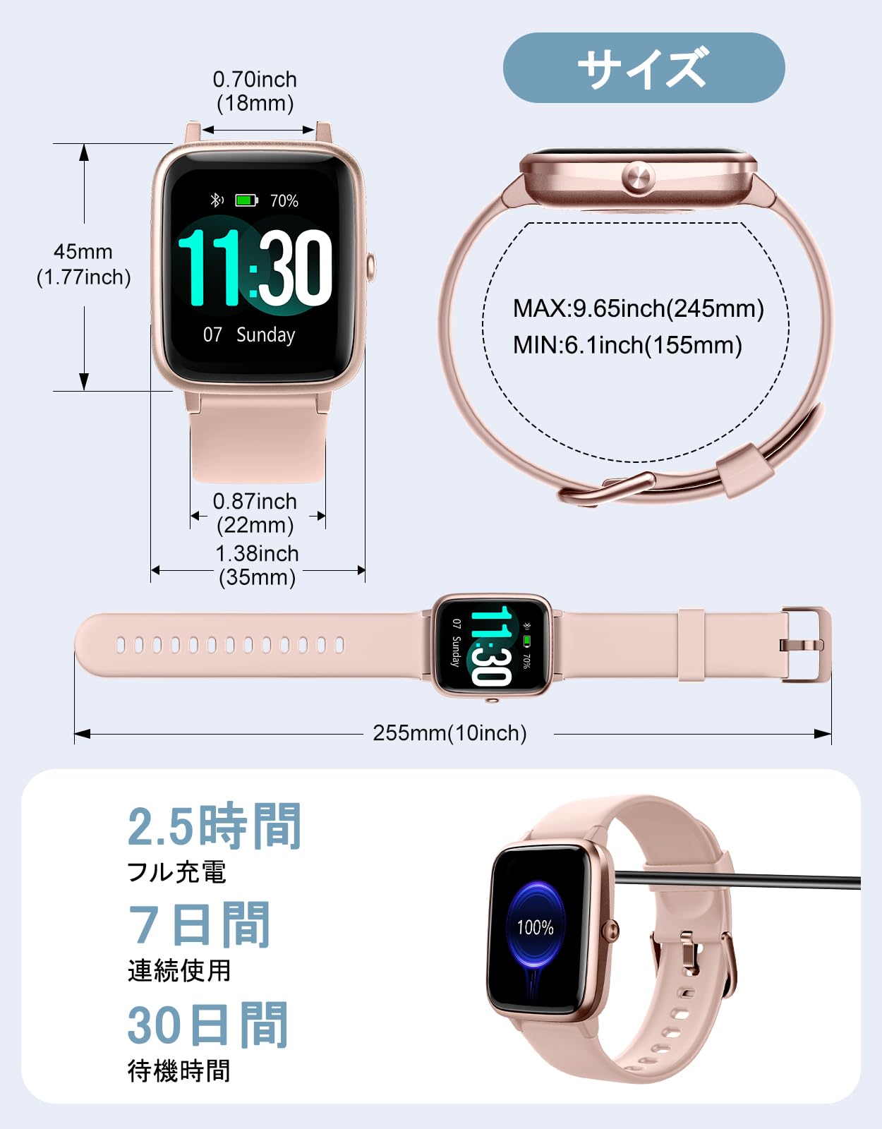 GanRiver Smart Watch, Pedometer with Call Function, Wristwatch, Compatible with iPhones, Android Compatible, Smart Watch Women, HD Screen, Long Lasting Battery, Various Exercise Modes, Pedometer,