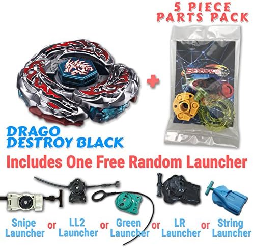 L-Drago Destructor F:S Beyblade Starter Set Includes Free Gifts - 1 Launcher, 1 Random Stats Card, &amp; 5 Piece Beyblade Parts Pack - All from Metal Fusion, Metal Fury, &amp; Metal Masters Series