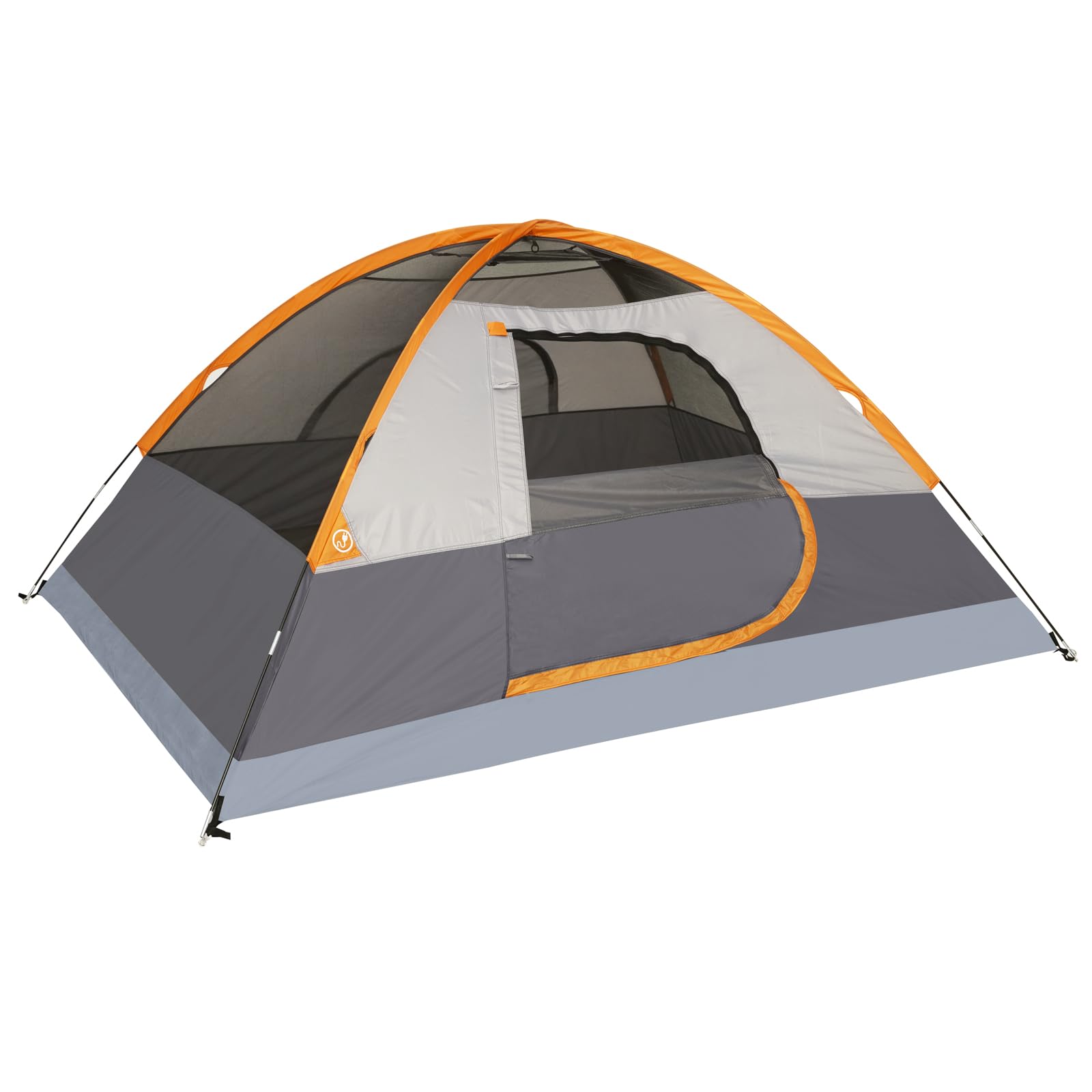 Amazon Basics Kuppelzelt für Camping, mit Regenschutz und Tragetasche, 3-Jahreszeiten-Zelt, einfacher Aufbau, 2 Personen, Orange und Grau 3