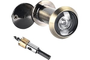 FUNNYTEK Door Viewer Peephole, Door Peephole with Rotating Cover 220 Degree Wide Angle Peep Eye Hole Adjustable Anti Peeping Door Viewer with 5/8" Drill Bit Fit for 1-3/8" to 2-1/4" Doors (Brushed Bronze)