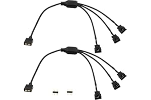 LANMINGLEL 4 Pin RGB Splitter Cable 12V 4Pin Female to SM 4Pin Male RGB Extension Power Cable PC RGB Wires for Computer Fan Motherboard LED Strip 2 Pack (M 1 to 3)