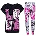 Kids Girls Top Love T Shirt & Splash Print Fashion Legging Set Age 5-13 Years