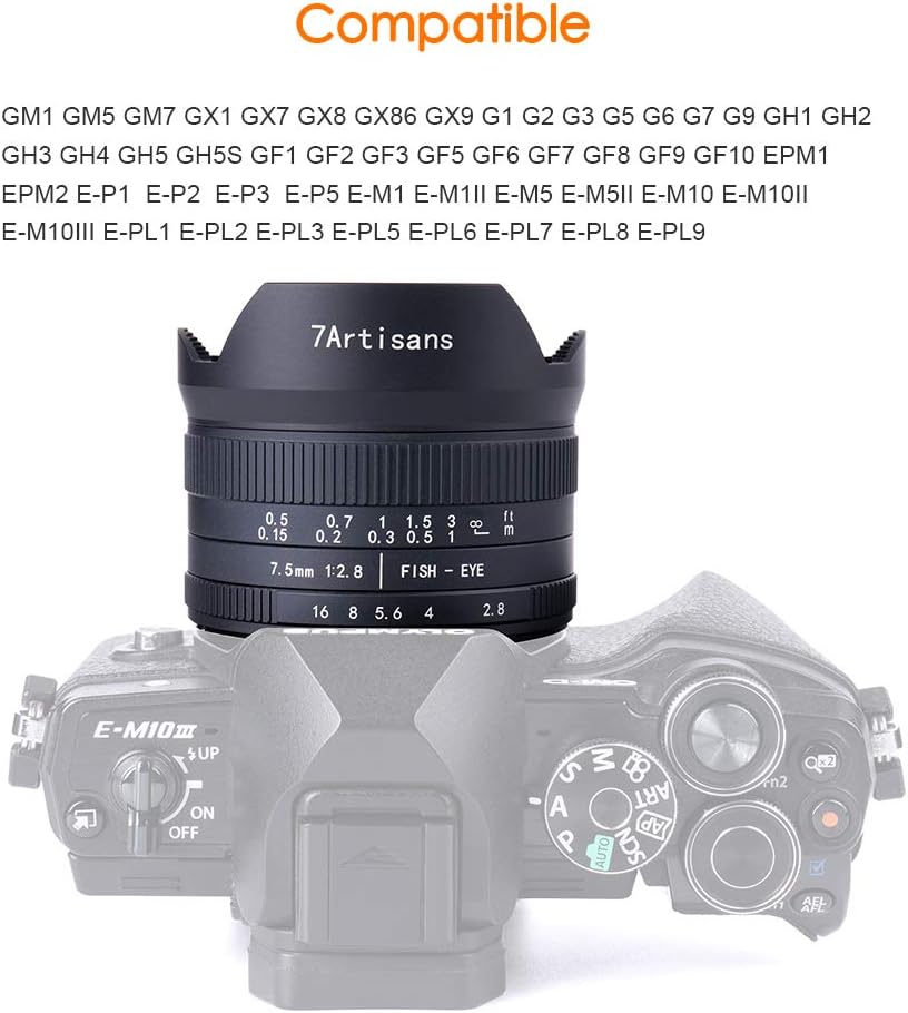 3 Kameras Gm1 Gm5 Gm7 Gx1 Gx7 Gx8 Epm1 Epm2 E P1 E P2 E P3 E P5 E M1 E M1ii E M5 E M5ii Kompatibel Mit Mft M4 7artisans 7 5mm F2 8 Ii V2 0 Fisheye Objektiv Mit 190 Blickwinkel Kamera Objektive