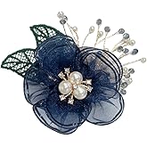 Dainty Mesh Shell Pearl Flower Brooch Pin for Women Girls Fashion Fabric Green Leaf Crystal Acrylic Ball Bead Peony Lapel Hair Pins Dainty Anniversary Christmas Party Dress Accessories Jewelry