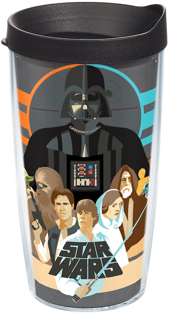 Tervis 1254453 Star Wars-Classic Group Insulated Tumbler with Wrap and Black Lid, 16oz, Clear