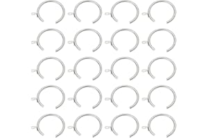 The Lord of the Tools 20Pcs Silver Metal Passing Curtain Pole Rings Curtain C Type Ring for Bay Window Curtain Poles Chrome with Fixed Eye Sliding Eyelet, HP869_M