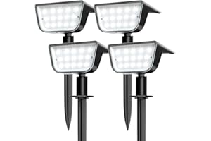 OUGELEE Solar Spot Lights Outdoor, Ultra Bright Solar Garden Lights Cool White, IP68 Waterproof Landscape Spotlights, 800LM 6500K for Yard Garden Wall Driveway, 4 Pack