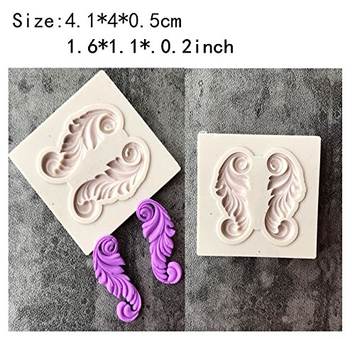 Cake Curlicues Scroll Lace Border Decorating Tool By Garloy,5 Pcs Baroque Style Cupcake Topper Fondant Chocolate Polymer Clay Silicone Mold - Thumbnail 2