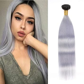 Ombre Hair Weave Straight Wave 1b Grey Brazilian Peruvian Virgin