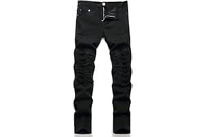 RXXKKK Men's Classic Zipper Biker Regular Fit Flex Jean