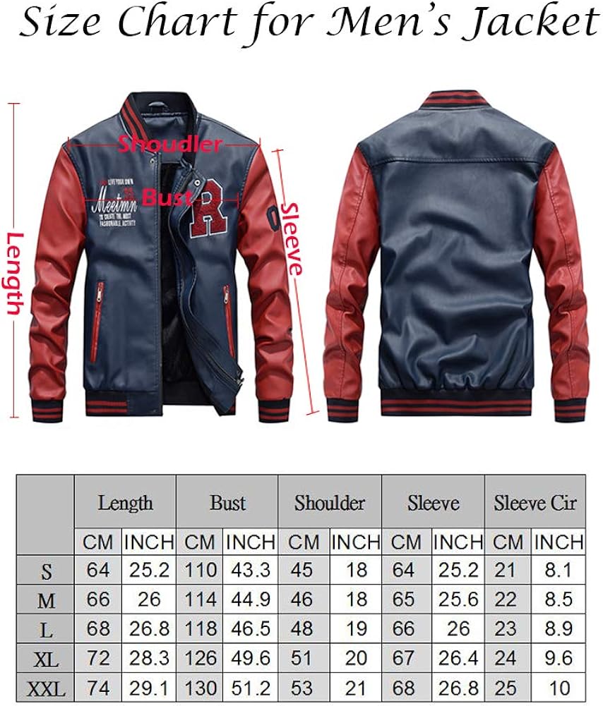 Mordenmiss Men's Basic Leather Letter Man Baseball Varsity Jacket Bomber Outwear at  Men’s Clothing store
