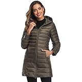 Obosoyo Women's Winter Packable Down Jacket Plus Size Ultralight Long Down Outerwear Puffer Jacket Hooded Coat